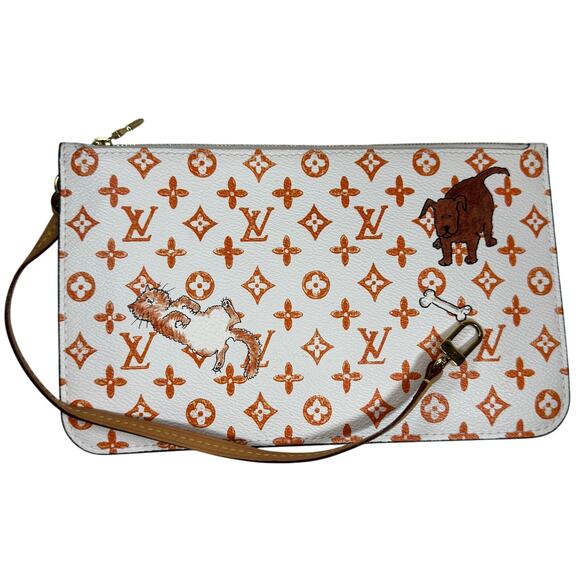 Louis Vuitton Catogram Neverfull Bag Ivory MM Grace Coddington Cat LV RARE tote - Picture 9 of 16